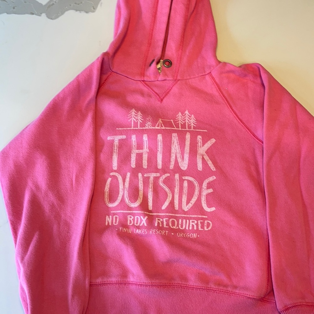 Kids hooded sweatshirt pink “Think Outside” Small